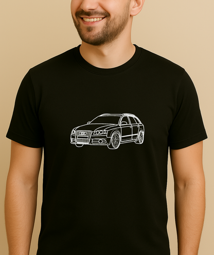 Unisex T-krekls ar auto silueta izšuvumu, personalizētu numura zīmi