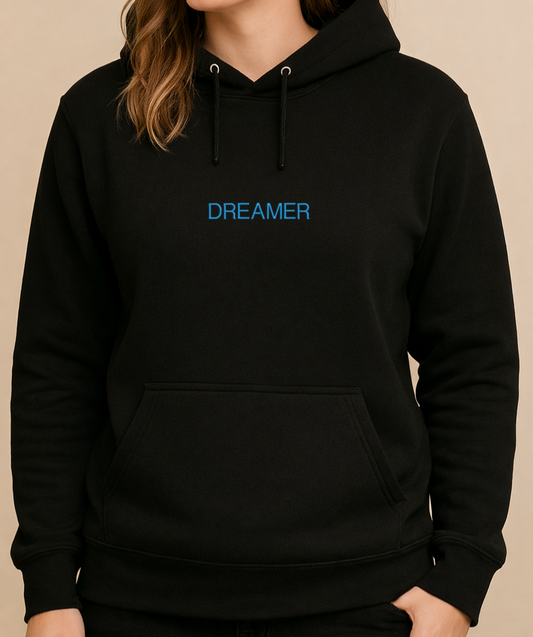 Simplified woman siluet line embroidery, head in the cloud design,t shirt, hoodie front