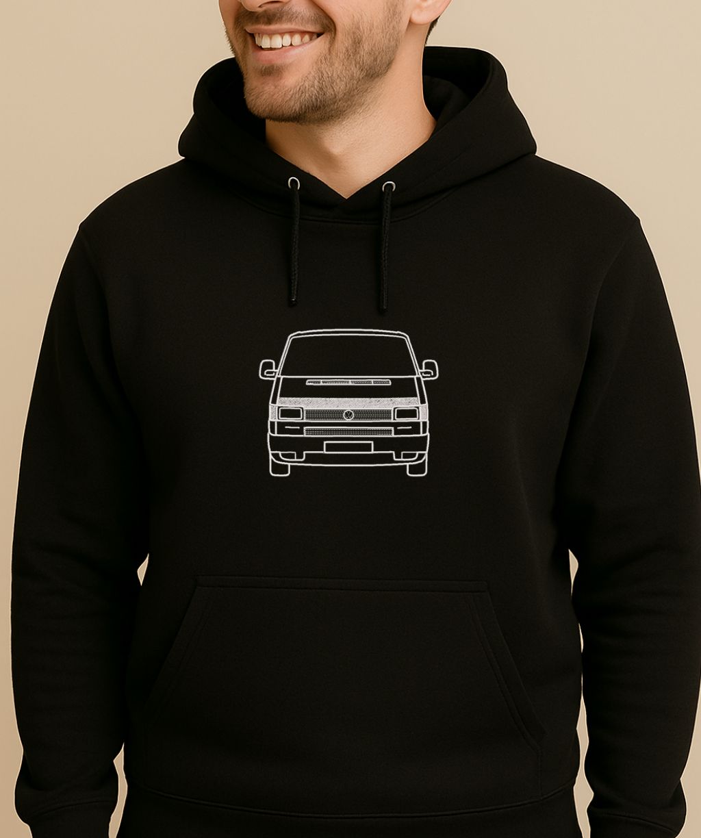 Auto silueta izšuvums uz hūdija, personalizēts dizains